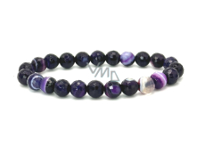 Achat purpurowy elastyczny bransoletka z naturalnego kamienia, kulka 6 mm / 16 - 17 cm, symbolizuje element ziemi