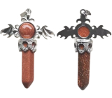 Goldstone złoty krzyż ze stopu i naturalnego kamienia 5,3 x 3,7 x 12 mm, kamień ambicji