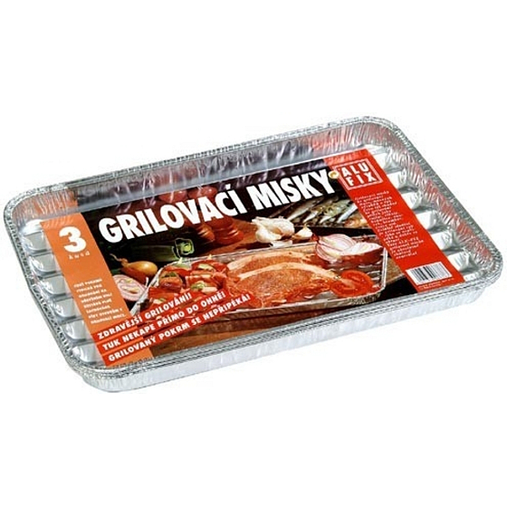 Alufix Fix-Grill Grilovací misky hranaté 281 x 225 mm, 3 kusy
