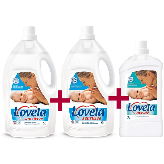 Lovela Sensitive tekutý prací prostředek 2 x 5 l + Lovela Sensitive aviváž 2 l