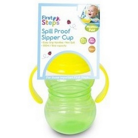 First Steps Sipper Cup 12+ láhev se sosákem a dvěma uchy pro děti zelená 300 ml
