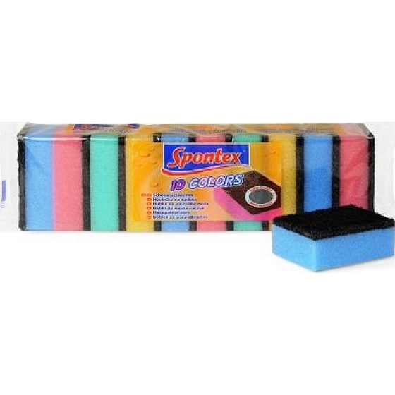 Spontex Color gąbki do naczyń z drucianą szczotką 10 sztuk