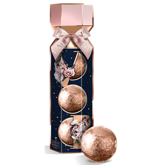 Grace Cole Velvet Rose & Peony šumivá koule do koupele 3 x 100 g, kosmetická sada pro ženy