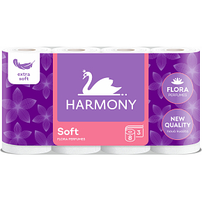 Harmony Soft Flora 3-warstwowy papier toaletowy, 8 rolek, 17,5 m rolka