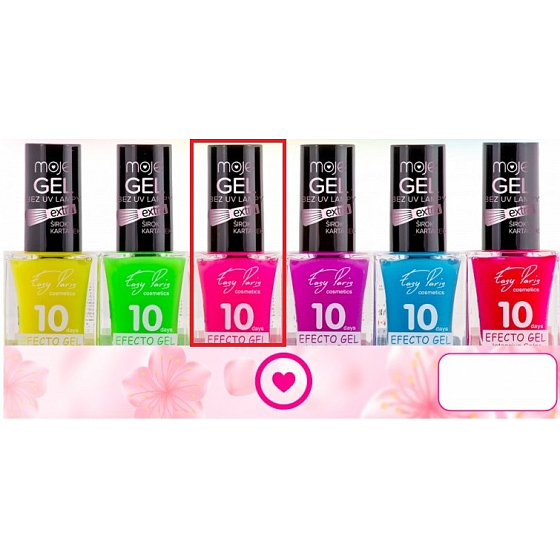 Moje Easy Paris 10Days Efecto Gel fluorescenční gelový lak na nehty 003 Světle růžový 15 ml
