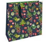 Nekupto Torba prezentowa luksusowa 23 x 23 cm Choinka bożonarodzeniowa, jemioła, skarpety