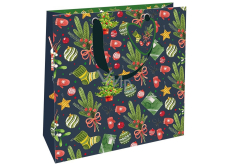 Nekupto Torba prezentowa luksusowa 23 x 23 cm Choinka bożonarodzeniowa, jemioła, skarpety