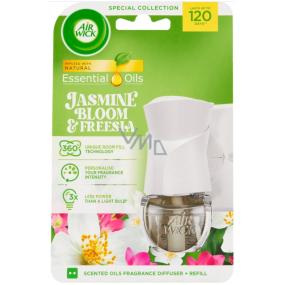 Air Wick Essential Oils Kwiaty jaśminu i frezji, elektryczny odświeżacz powietrza urządzenie i wkład 19 ml
