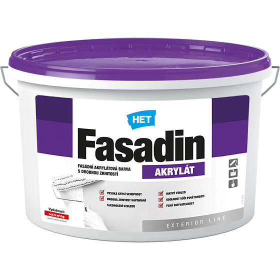 Het Fasadin farba fasadowa z drobnym ziarnem, biała, 7 kg
