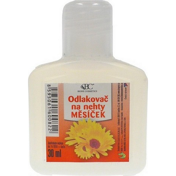Bione Cosmetics Měsíček lékařský odlakovač na nehty 30 ml cestovní balení