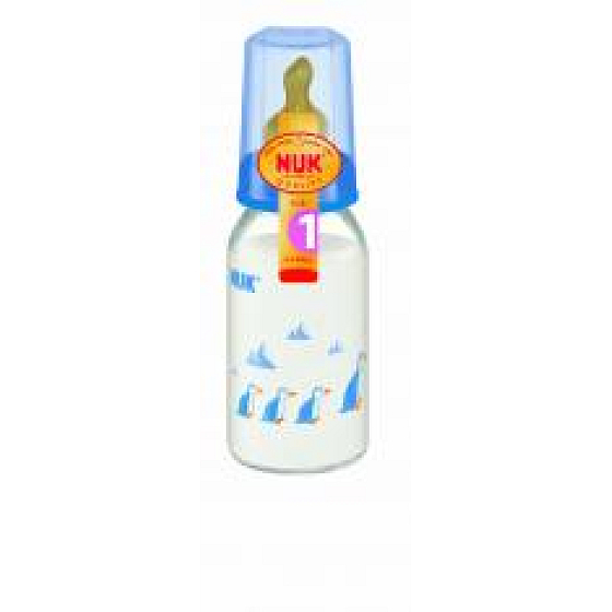 Nuk Láhev skleněná kojící s barevnými motivy 125 ml na mléko