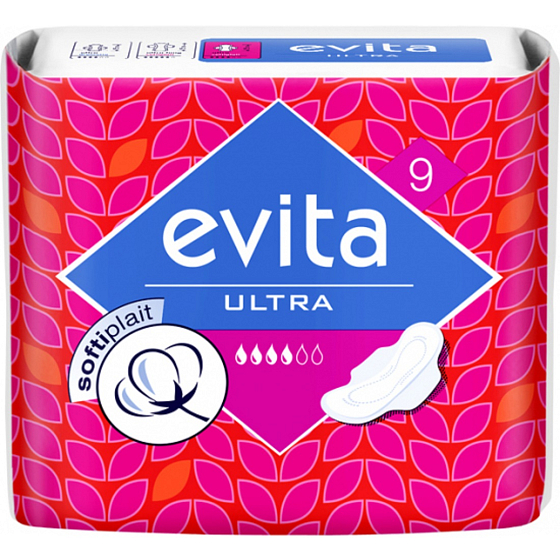 Evita Ultra Softiplait podpaski higieniczne z skrzydełkami 9 sztuk