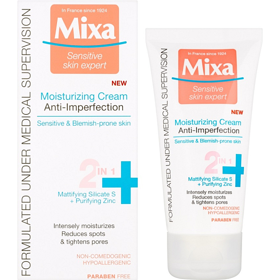 Mixa Anti-Imperfection Hydratační krém 2v1 proti nedokonalostem 50 ml