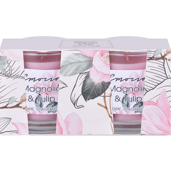 Emocio Magnolia & Tulip - Magnólie a tulipán vonná svíčka sklo 50 x 63 mm 2 kusy v krabičce
