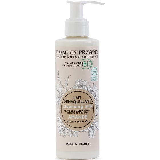 Jeanne en Provence Mandle Bio čistící pleťové mléko pro normální až suchou pleť 200 ml