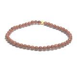Bransoletka ze złota Goldstone elastyczna, koralik 4 mm / 16 - 17 cm, kamień ambicji