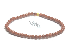 Bransoletka ze złota Goldstone elastyczna, koralik 4 mm / 16 - 17 cm, kamień ambicji