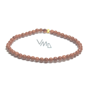 Bransoletka ze złota Goldstone elastyczna, koralik 4 mm / 16 - 17 cm, kamień ambicji