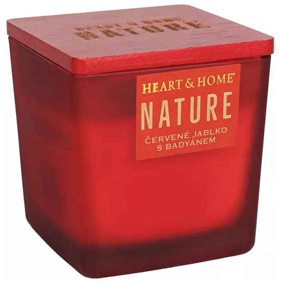 Heart & Home Nature Červené jablko s badyánem vonná svíčka velká sklo, doba hoření až 40 hodin 210 g