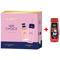 LA RIVE HER CHOICE woda perfumowana 100 ml + dezodorant w sprayu 150 ml, zestaw prezentowy dla kobiet + Żel pod prysznic La Rive 2w1 Minie 250 ml GRATIS