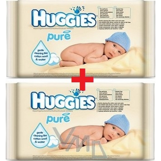 Huggies Pure čisticí ubrousky 2 x 64 kusů, duopack