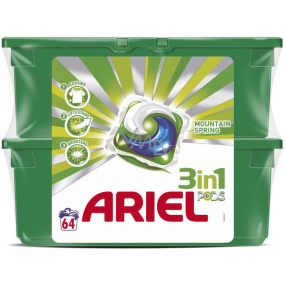 Ariel 3v1 Mountain Spring gelové kapsle na praní prádla 2 x 32 kusů