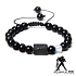 Onyx Wodnik w znaku zodiaku, bransoletka naturalny kamień, kuleczka 8mm / regulowany rozmiar, kamień życiodajny czarny