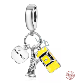 Zawieszka ze srebra próby 925 I Love New York Statua Wolności, 3w1 charms do bransoletki podróżniczej