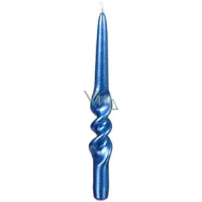Emocio Spirála svíčka metal modrá kónická 22 x 230 mm