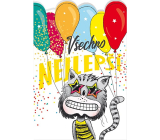Niekupione życzenia urodzinowe Kota z balonami 115 x 170 mm