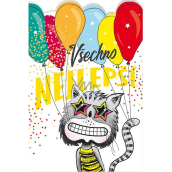 Niekupione życzenia urodzinowe Kota z balonami 115 x 170 mm