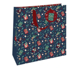 Niekupiony Papierowa Torebka Luksusowy Niebieski 33 x 33 cm Dziurki