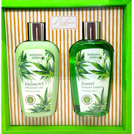 Bohemia Gifts Cannabis Olej konopny żel pod prysznic 250 ml + szampon do włosów 250 ml, zestaw kosmetyczny