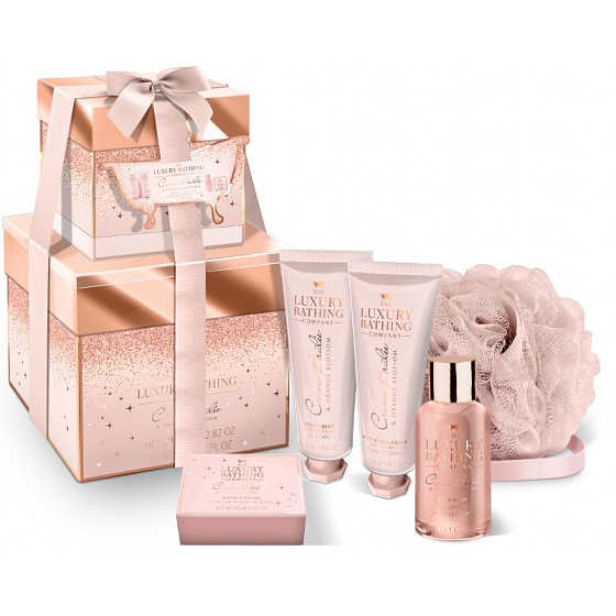 Grace Cole All Stacks Up sprchový gel 50 ml + tělové mléko 50 ml + krém na ruce a nehty 50 ml + koupelové perly 80 g + houba na tělo, kosmetická sada