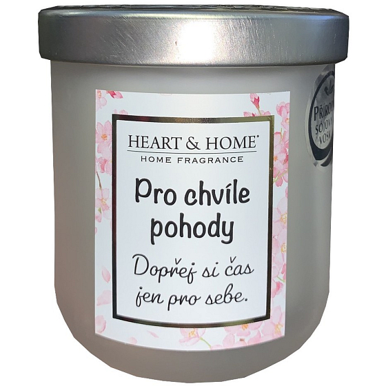 Heart & Home Świecąca świeca sojowa z napisem Pro chwile przyjemności 110 g