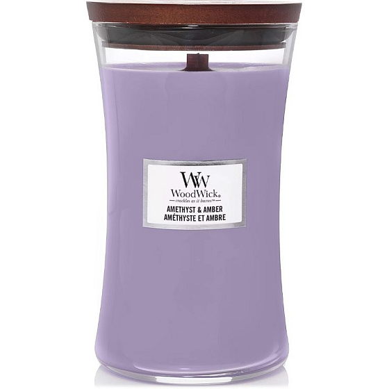 WoodWick Amethyst & Amber - Ametyst a ambra vonná svíčka s dřevěným knotem a víčkem sklo velká 609,5 g