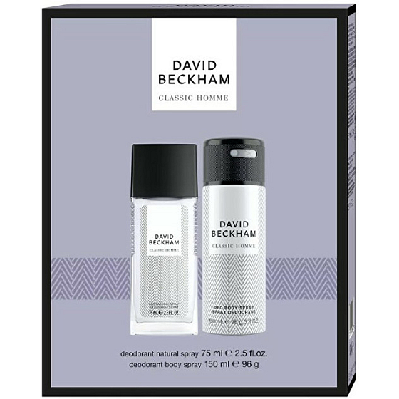 David Beckham Classic Homme parfémovaný deodorant sklo 75 ml + deodorant sprej 150 ml, kosmetická sada pro muže
