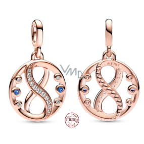 Charm Srebrny 925 Symbol nieskończoności rose - Mini medalik, zawieszka na bransoletkę symbol