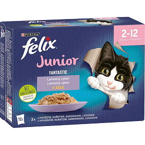 Felix Fantastic Junior kapsički dla kotów w galaretce, 12× 85 g