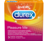 Durex Pleasure Me kondom s vroubky a výstupky pro stimulaci obou partnerů nominální šířka: 56 mm 3 kusy