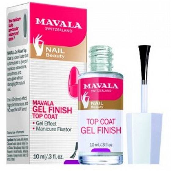 Mavala Gel Finish Top Coat lak nawierzchniowy z efektem żelu zapobiegający odpryskiwaniu paznokci i przedwczesnemu łuszczeniu lakieru 10 ml