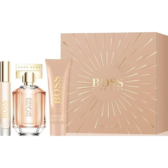 Hugo Boss The Scent parfémovaná voda pro ženy 50 ml + parfémovaná voda 7,4 ml + tělové mléko 100 ml, dárková sada
