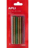 Apli Klejowe pałeczki z brokatem 7,5 mm x 10 cm, mix kolorów 12 sztuk