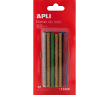 Apli Klejowe pałeczki z brokatem 7,5 mm x 10 cm, mix kolorów 12 sztuk