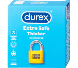 Durex Extra Safe Grubszy lateksowy kondom, mocniejszy, nominalna szerokość: 56 mm 3 sztuki