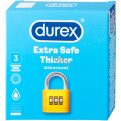Durex Extra Safe Grubszy lateksowy kondom, mocniejszy, nominalna szerokość: 56 mm 3 sztuki