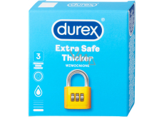 Durex Extra Safe Grubszy lateksowy kondom, mocniejszy, nominalna szerokość: 56 mm 3 sztuki