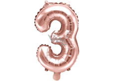 Ditipo Balon foliowy napełniany numer 3 różowe złoto 35 cm 1 sztuka