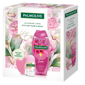Palmolive Alluring Love Soft Rose & Peony żel pod prysznic 500 ml + Happy roll-on antyperspirant 50 ml + masażer Gua sha do twarzy, kosmetyczny zestaw dla kobiet