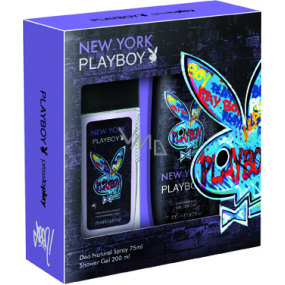 Playboy New York parfémovaný deodorant sklo pro muže 75 ml + sprchový gel 200 ml, kosmetická sada